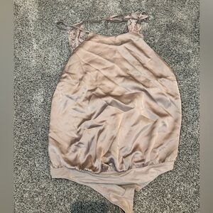 Abercrombie & Fitch Blush Pink Satin Bodysuit